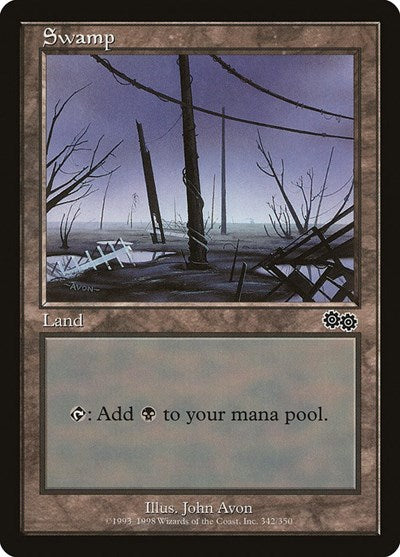 Swamp (342) (Urza's Saga) Heavy Play