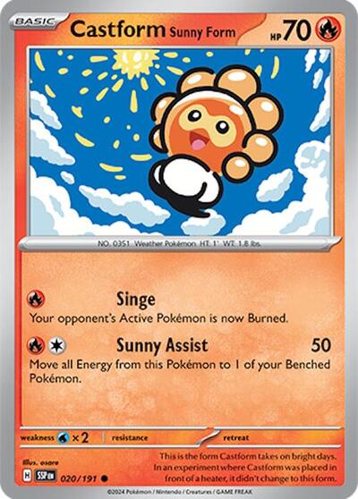 Castform Sunny Form - 020 (SV08: Surging Sparks) Light Play