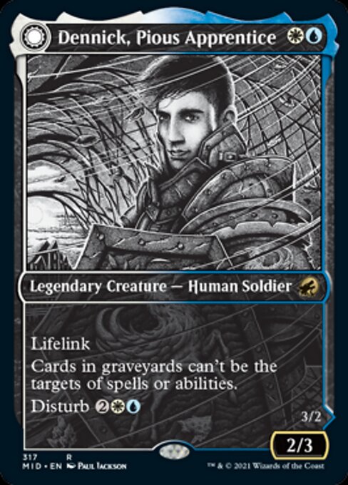 Dennick, Pious Apprentice / Dennick, Pious Apparition (Showcase) (Innistrad: Midnight Hunt) Light Play