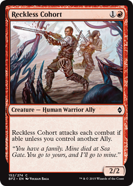 Reckless Cohort (Battle for Zendikar) Medium Play