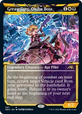 Greasefang, Okiba Boss (Showcase) (Kamigawa: Neon Dynasty) Light Play