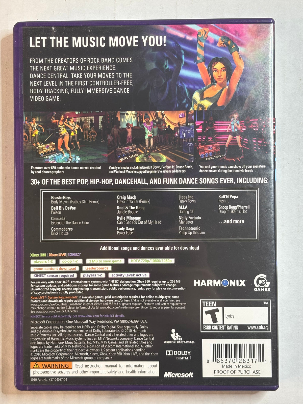 Dance Central (Xbox 360) (Complete In Box) (Tested/Working)