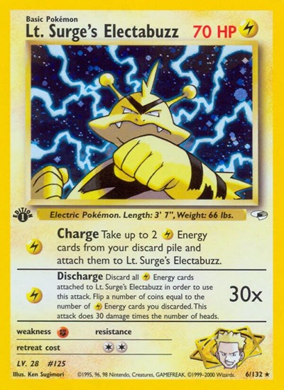 Lt. Surge's Electabuzz (6) (Gym Heroes) Damaged / Poor Holofoil Unlimited