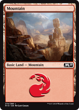 Mountain (274) (Magic 2019 Core Set) Light Play Foil