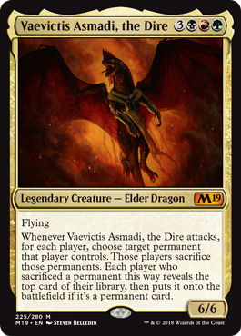 Vaevictis Asmadi, the Dire (Magic 2019 Core Set) Light Play