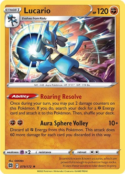 Lucario (SWSH09: Brilliant Stars) Light Play Holofoil
