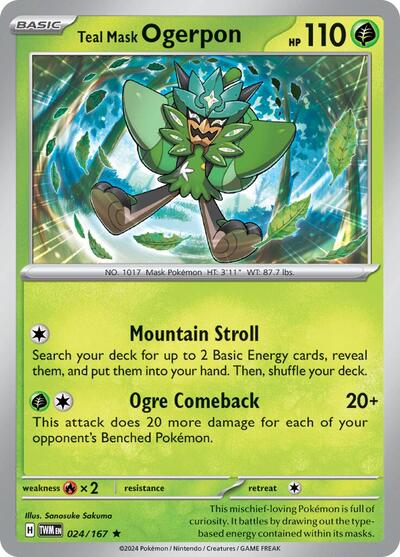 Teal Mask Ogerpon (SV06: Twilight Masquerade) Light Play Holofoil