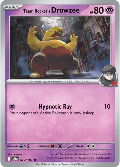 Team Rocket's Drowzee (SV10: Destined Rivals) Light Play Reverse Holofoil