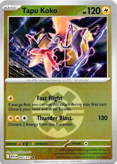 Tapu Koko (Quick Ball) (ME: Ascended Heroes) Light Play Reverse Holofoil