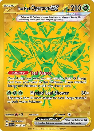 Teal Mask Ogerpon ex - 177 (SV: Prismatic Evolutions) Light Play Holofoil