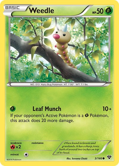 Weedle (XY Base Set) Damaged / Poor Reverse Holofoil
