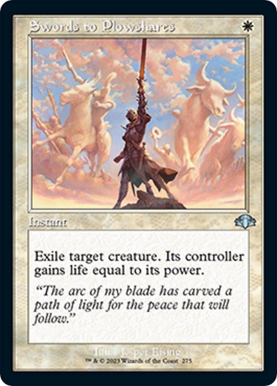 Swords to Plowshares (Retro Frame) (Dominaria Remastered) Light Play