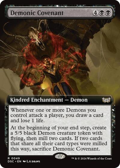 Demonic Covenant (Extended Art) (Commander: Duskmourn: House of Horror) Light Play