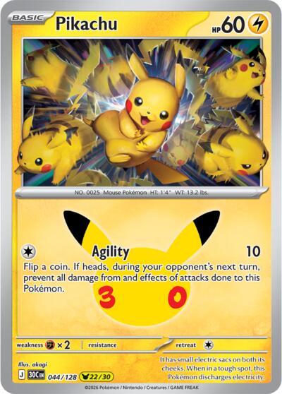 Pikachu - 044 (ME: 30th Celebration) Light Play Holofoil