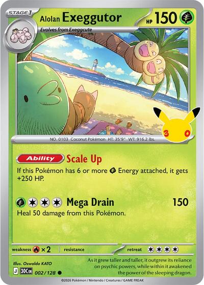 Alolan Exeggutor - 002 (ME: 30th Celebration) Light Play Holofoil