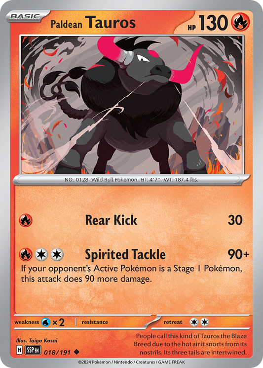 Paldean Tauros - 018 (SV08: Surging Sparks) Light Play