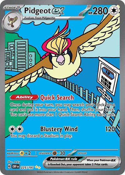 Pidgeot ex - 225 (Scarlet and  Violet: Obsidian Flames) Light Play Holofoil