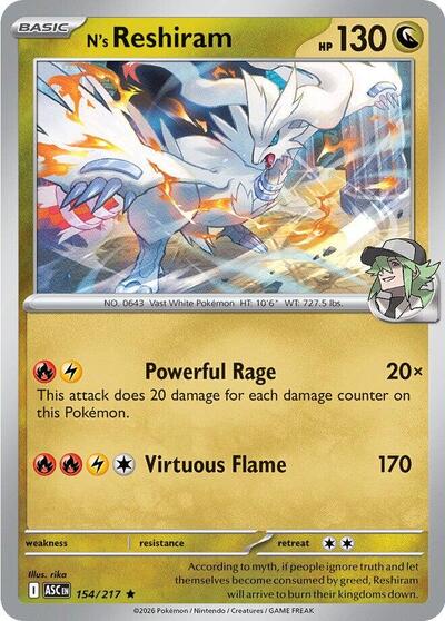 N's Reshiram (ME: Ascended Heroes) Light Play Holofoil
