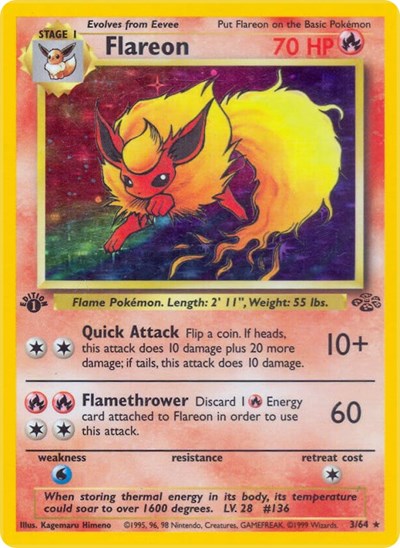 Flareon (3) (Jungle) Damaged / Poor Holofoil Unlimited
