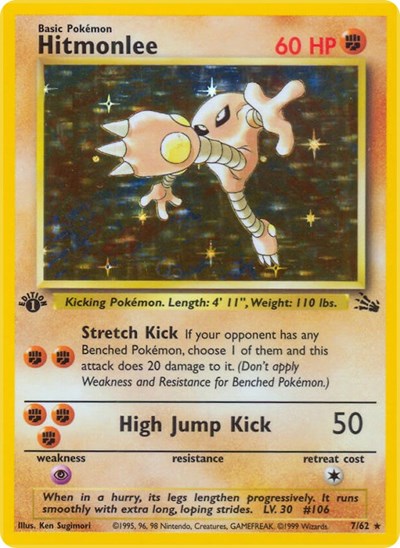 Hitmonlee (7) (Fossil) Medium Play Holofoil Unlimited