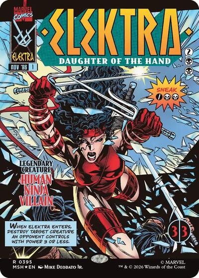 Elektra, Daughter of the Hand (Borderless) (395) (Marvel Super Heroes) Light Play Foil