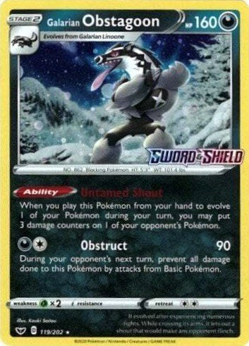 Galarian Obstagoon - 119/202 (Cosmos Holo) (Miscellaneous Cards & Products) Light Play Holofoil
