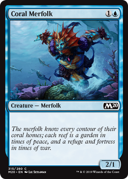 Coral Merfolk (Magic 2020 Core Set) Light Play