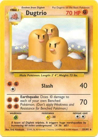 Dugtrio (Base Set) Damaged / Poor