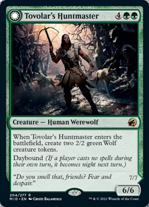 Tovolar's Huntmaster / Tovolar's Packleader (Innistrad: Midnight Hunt) Light Play