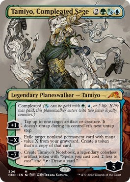 Tamiyo, Compleated Sage (Borderless) (Kamigawa: Neon Dynasty) Light Play