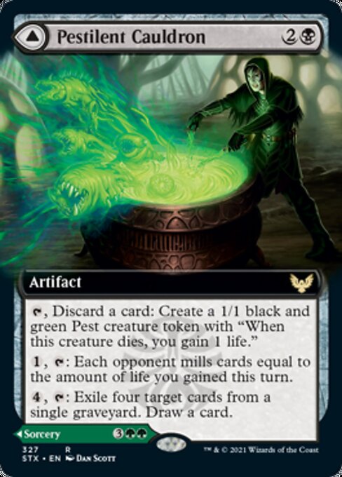 Pestilent Cauldron / Restorative Burst (Extended Art) (Strixhaven) Light Play Foil