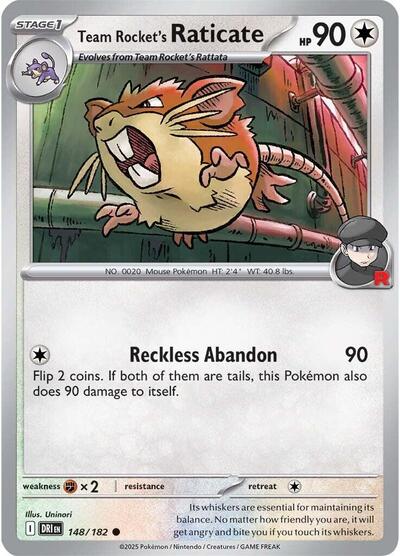 Team Rocket's Raticate - 148 (SV10: Destined Rivals) Light Play Reverse Holofoil