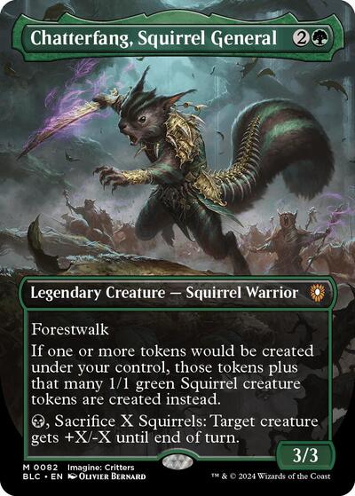 Chatterfang, Squirrel General (Borderless) (Commander: Bloomburrow) Light Play Foil