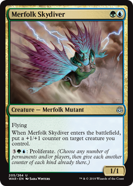 Merfolk Skydiver (War of the Spark) Light Play