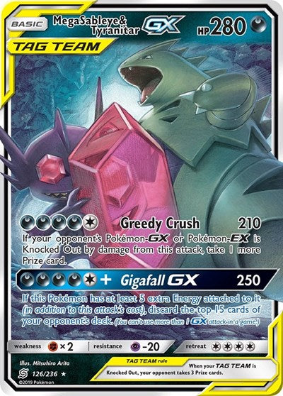 Mega Sableye & Tyranitar GX (SM - Unified Minds) Damaged / Poor Holofoil