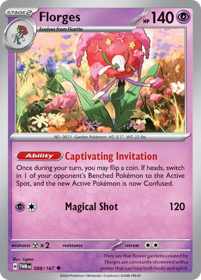 Florges (SV06: Twilight Masquerade) Light Play Reverse Holofoil