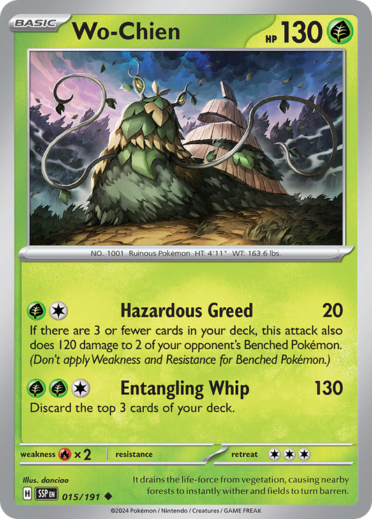 Wo-Chien (SV08: Surging Sparks) Light Play Reverse Holofoil