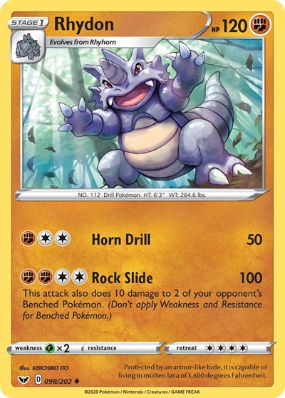 Rhydon (SWSH01: Sword & Shield Base Set) Medium Play
