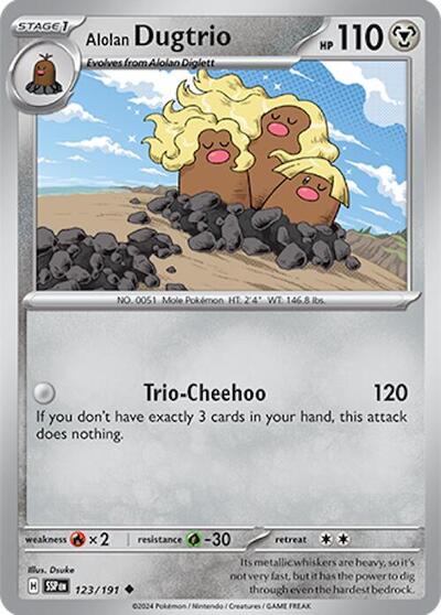 Alolan Dugtrio - 123 (SV08: Surging Sparks) Light Play