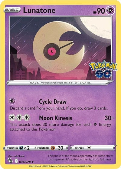 Lunatone (Pokemon GO) Light Play Reverse Holofoil