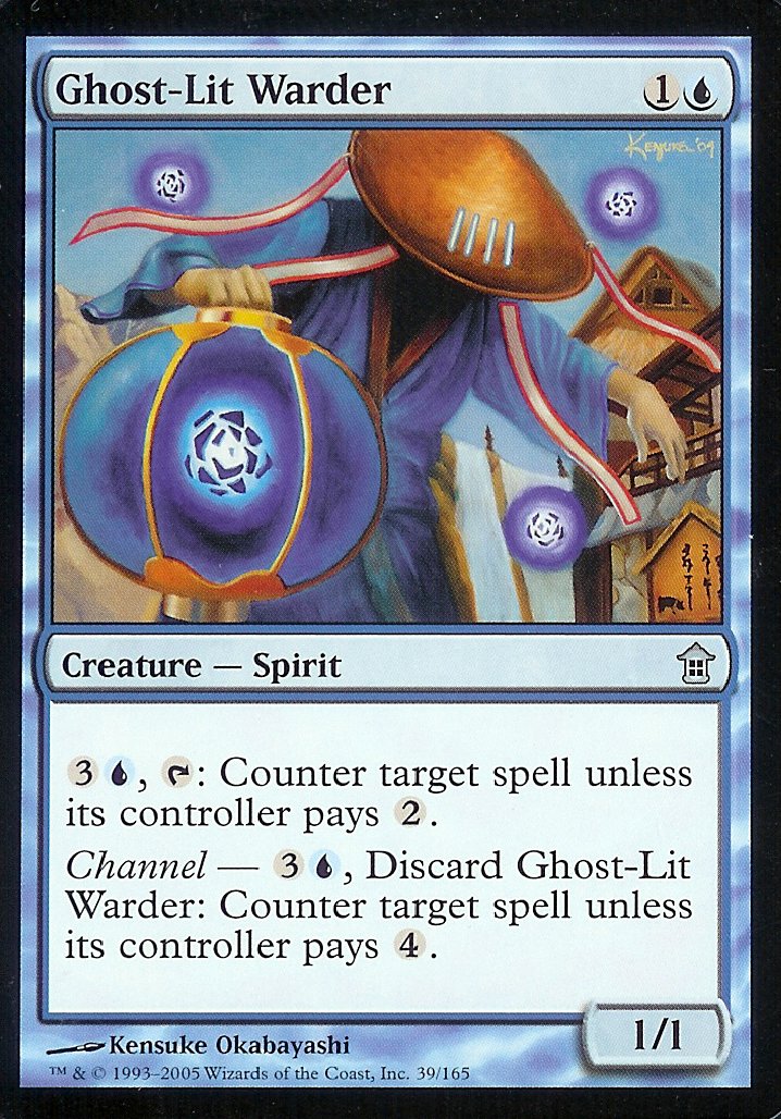 Ghost-Lit Warder (Saviors of Kamigawa) Light Play