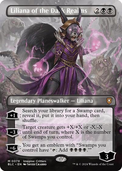 Liliana of the Dark Realms (Borderless) (Commander: Bloomburrow) Light Play