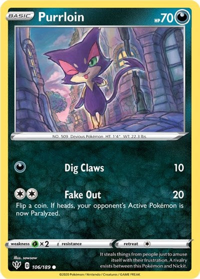 Purrloin (SWSH03: Darkness Ablaze) Light Play