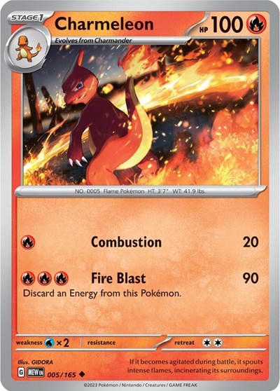 Charmeleon - 005 (Scarlet and Violet: 151) Light Play Reverse Holofoil