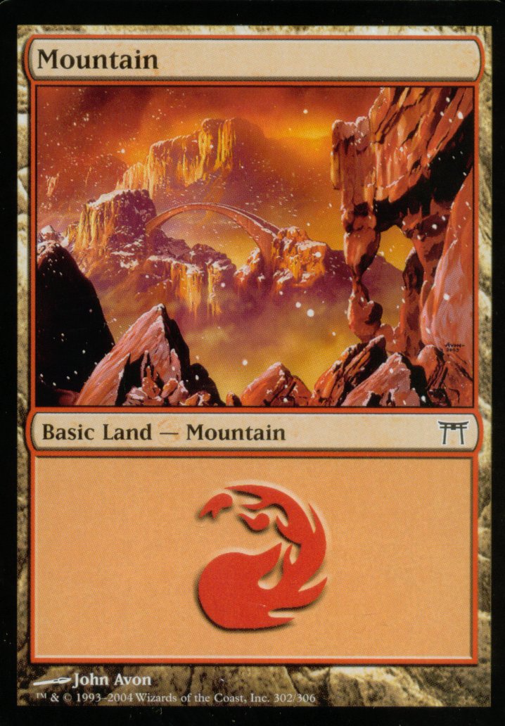 Mountain (302) (Champions of Kamigawa) Light Play