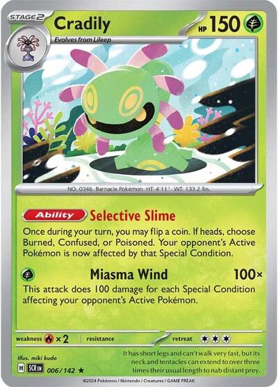 Cradily (SV07: Stellar Crown) Light Play Holofoil