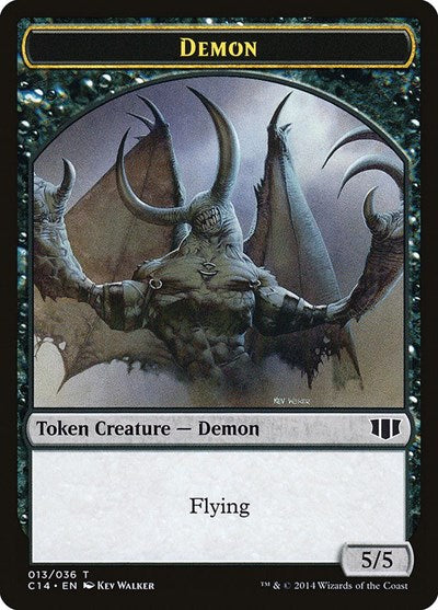 Demon (5/5) / Zombie (Black) Double-sided Token (Commander 2014) Light Play