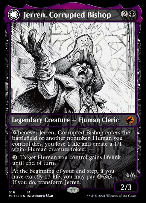 Jerren, Corrupted Bishop / Ormendahl, the Corrupter (Showcase) (Innistrad: Midnight Hunt) Light Play Foil