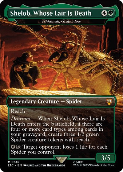 Shelob, Whose Lair Is Death - Ishkanah, Grafwidow (Borderless) (Commander: The Lord of the Rings: Tales of Middle-earth) Medium Play