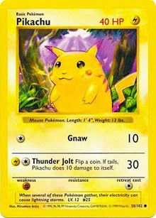 Pikachu (Red Cheeks) (Base Set (Shadowless)) Medium Play Unlimited